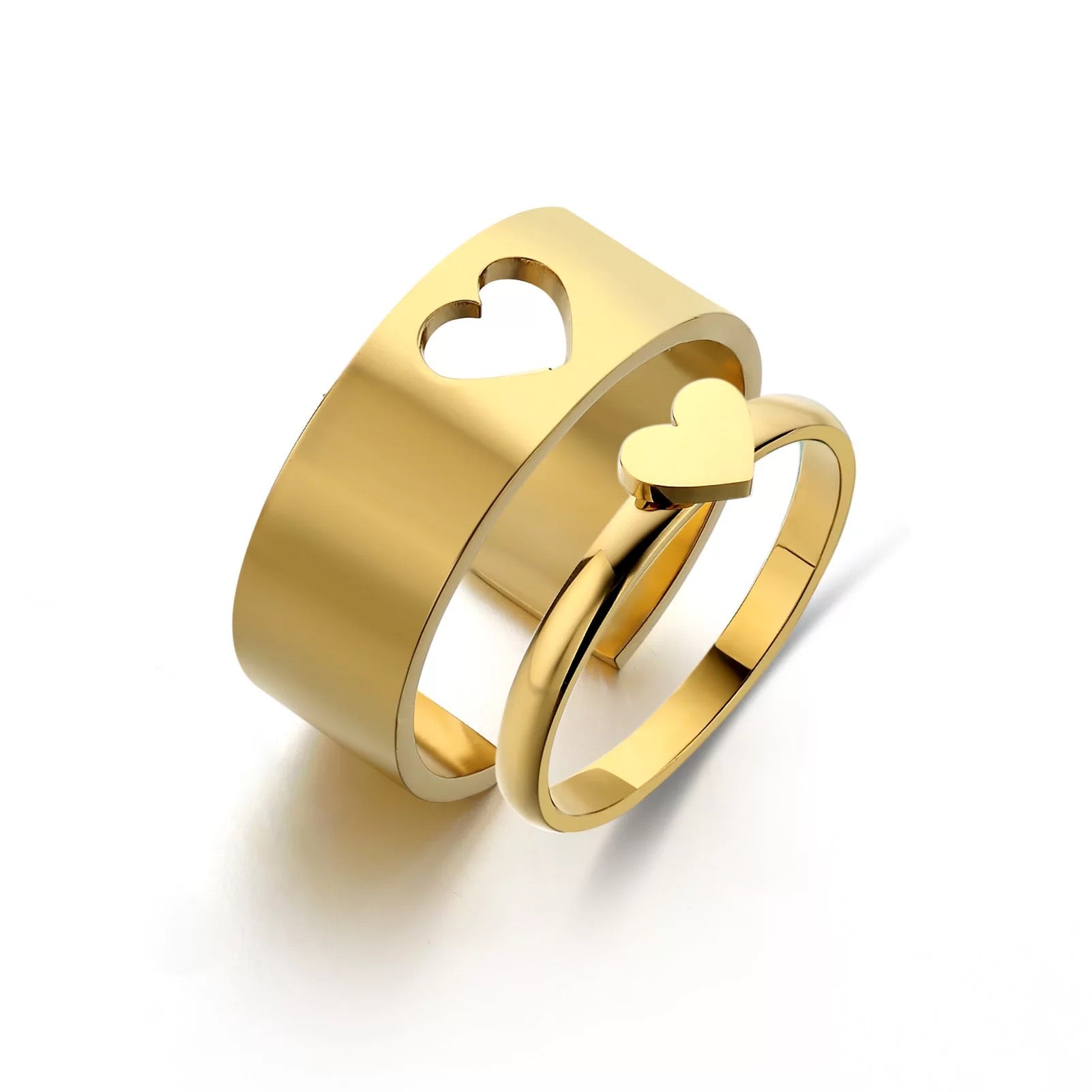 Passionate Pansy Circles Gold Couple Rings